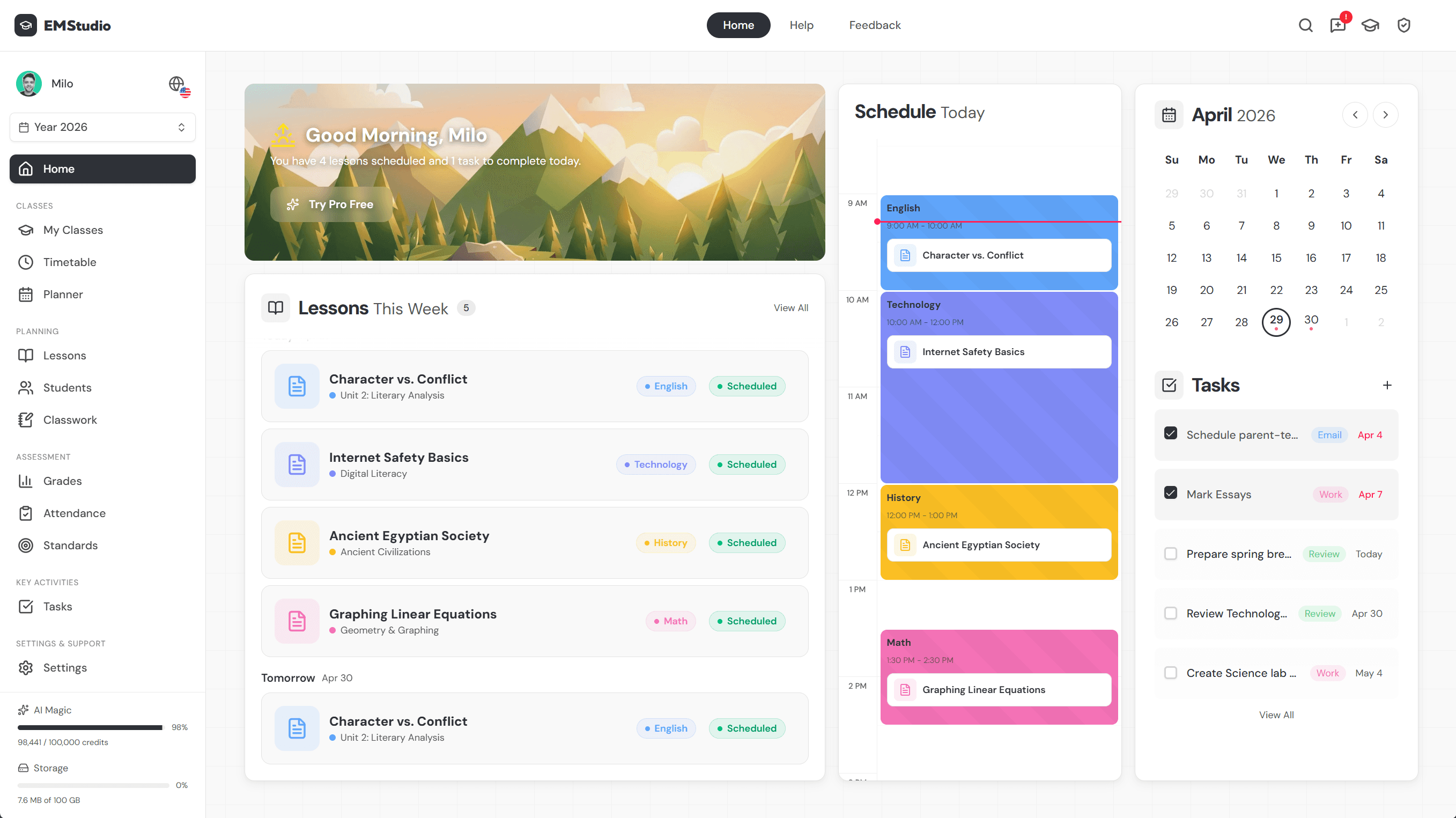 EMStudio dashboard preview