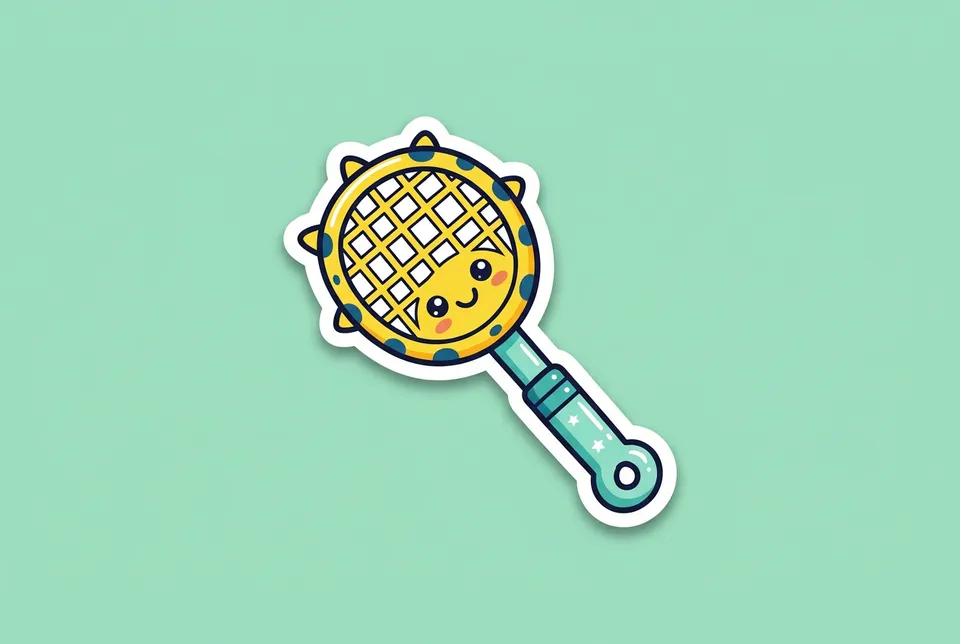 Fly Swatter: a sticker of a fly swatter