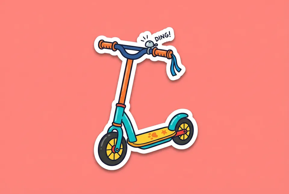 Scoot: a sticker of a kid's scooter