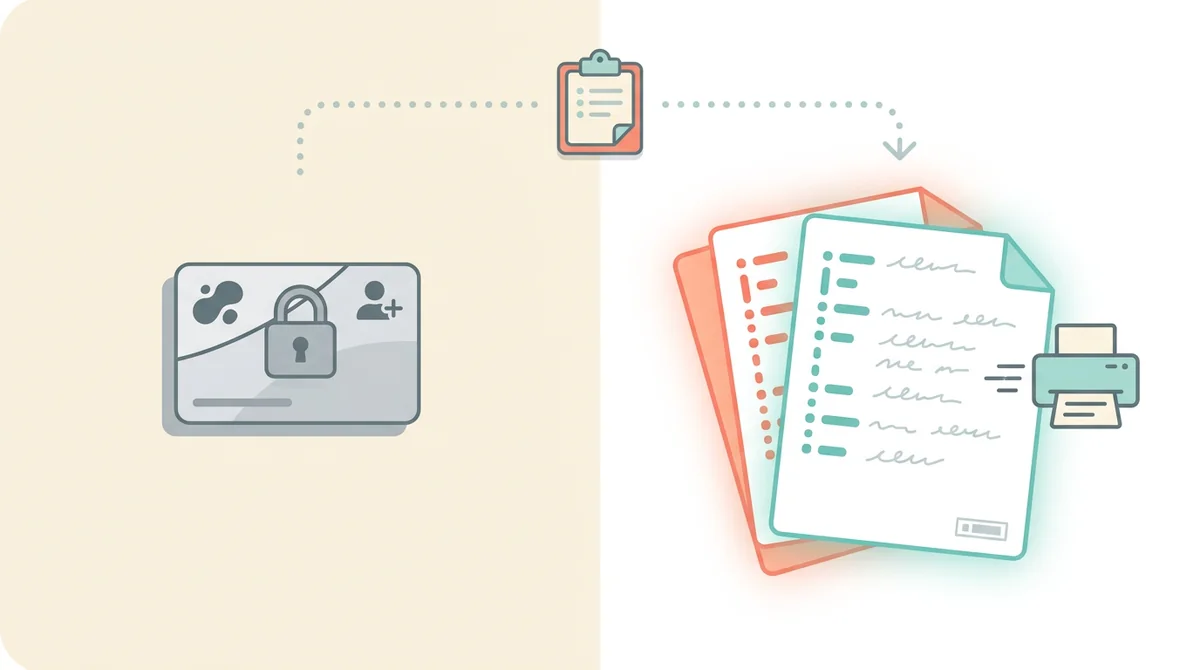 A printed acrostic poem page beside an unlocked padlock and a crossed-out price tag