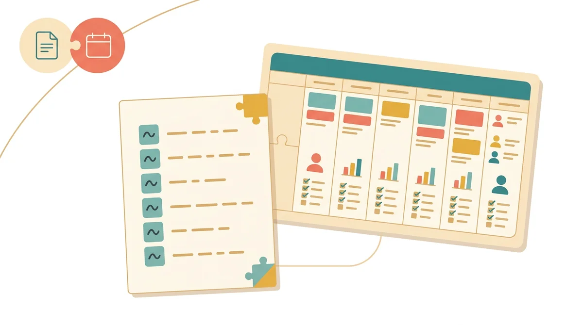 A tablet showing a teacher planner with tiles for lessons, students, grades, and attendance