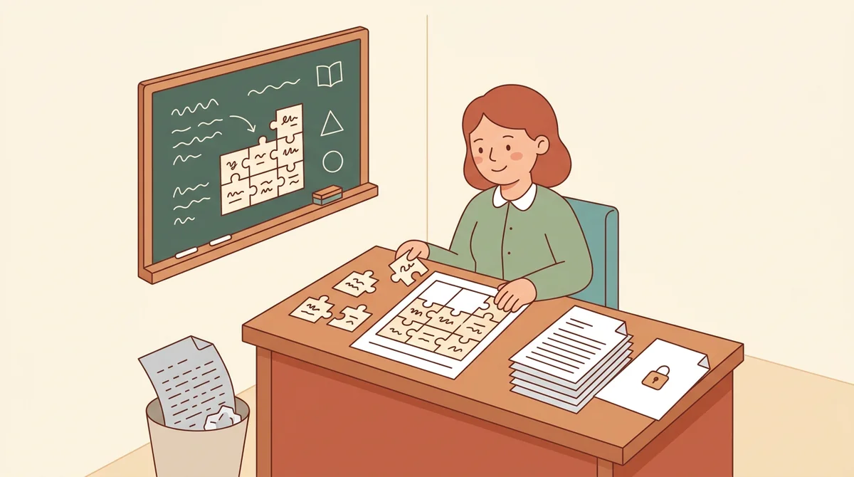 A teacher handing out printed tests to a row of students at their desks