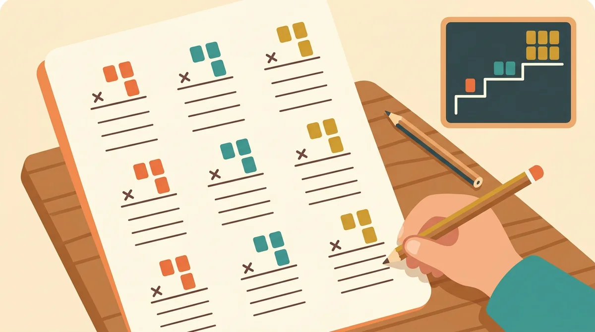 A student working a two-digit multiplication problem on paper, writing the partial products on the lines under it