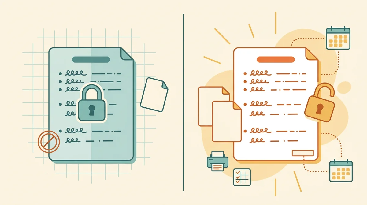 A printed spelling packet with an answer key beside it, an unlocked padlock, and a crossed-out price tag