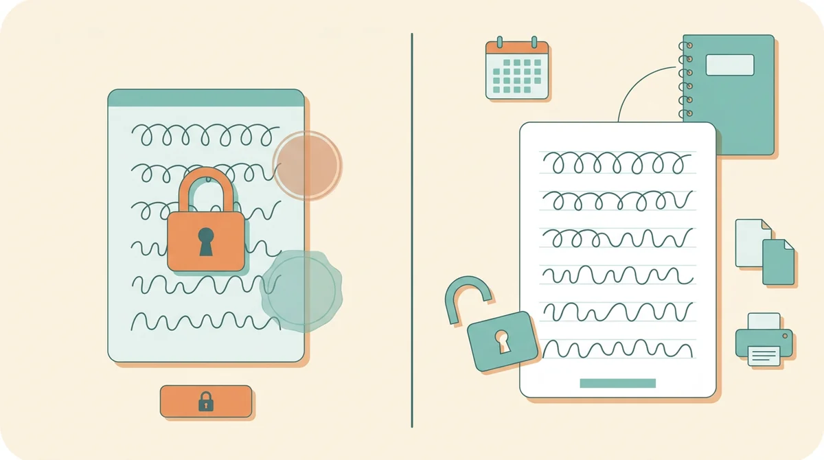 A printed tracing worksheet beside an unlocked padlock and a crossed-out price tag