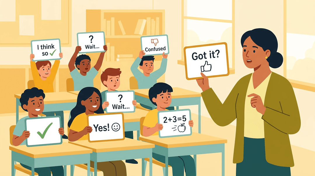 A teacher holds a