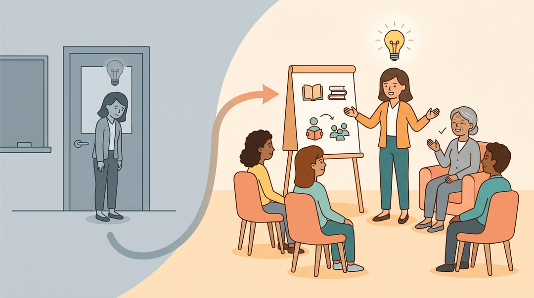 A teacher grows from isolated uncertainty to confident leadership through mentorship and collaboration.