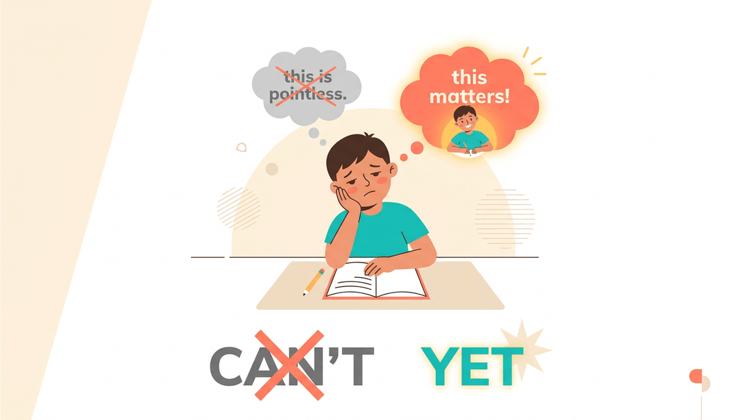 A student shifts from bored to determined, with