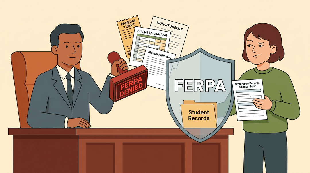 A school administrator denies an open-records request with a
