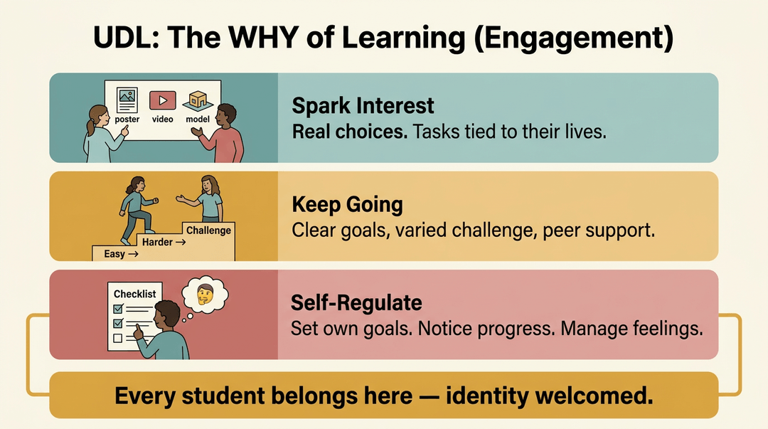 A UDL graphic shows three cards,