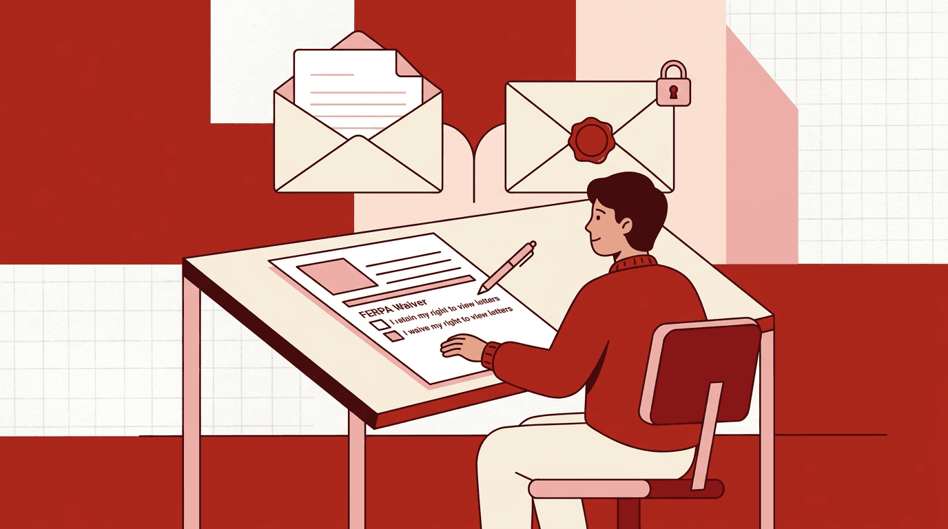 Student chooses between waiving or viewing a confidential college recommendation letter.