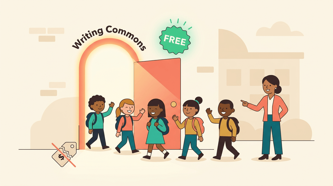 Diverse students walk through an open