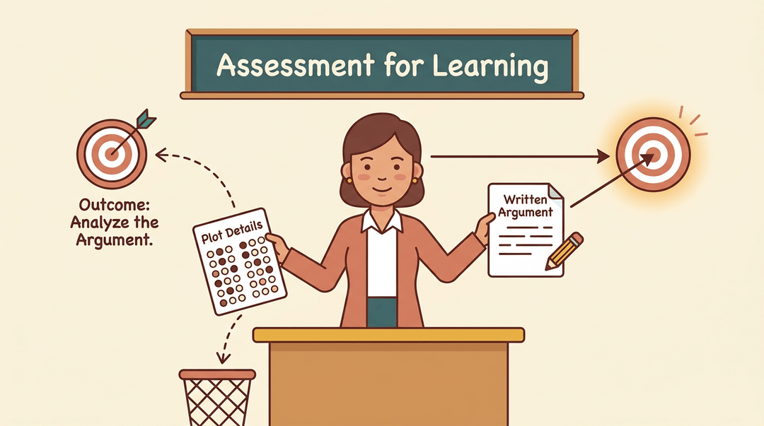 A teacher evaluates two assignments: a rejected multiple-choice